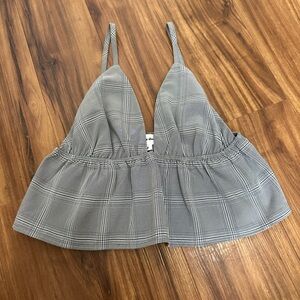 Gray and white plaid top